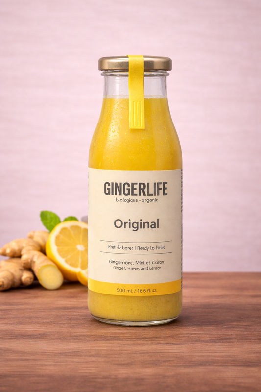 GingerLife Original, 500mL glass bottles, case of 12 - $7.00 per bottle.