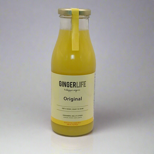 GingerLife Original, 500mL glass bottles, case of 12 - $7.00 per bottle.